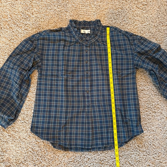 Madewell Plaid Ruffle-Neck Popover Top Penny Plaid Size Medium - Picture 9 of 9